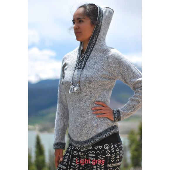 Tejidos Parillo Peru Alpaca Hoodie Sweater Brown Womens S/M - Picture 1 of 7